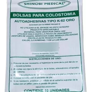 BOLSA COLOSTOMIA X 10 VERDE K-62 SHINOBI MEDICAL 04/25