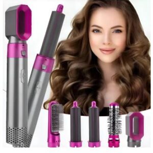 Set Modelador Cepillo Secador 5 En 1 Electrico Onica Gris Y Rosa 08/25
